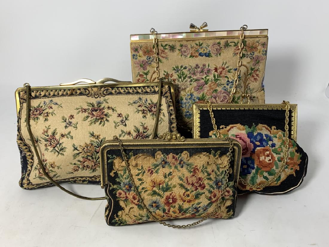 FABULOUS LOT OF (4) ANTIQUE TAPESTRY PURSES (1 of 5)