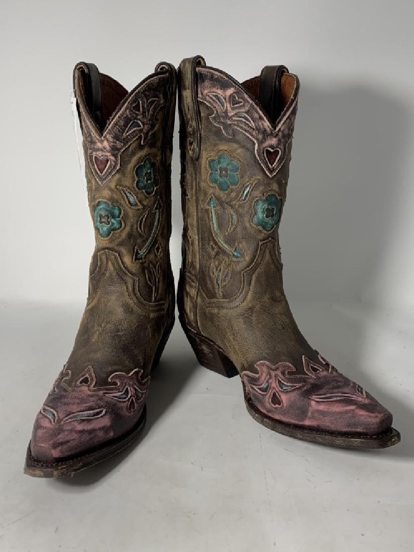 DAN POST TURQUOISE & BROWN LEATHER BOOTS 8.5 (1 of 4)