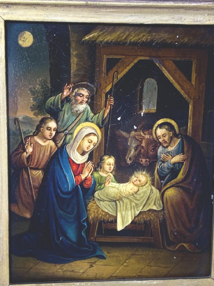 19TH C. OIL ON COPPER NATIVITY SCENE FRAMED (1 of 3)