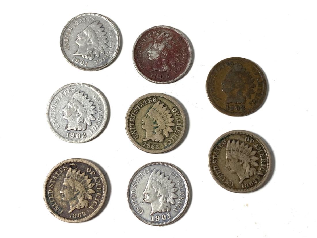 COLLECTION (8) INDIAN HEAD PENNIES (3) CIVIL (1 of 2)