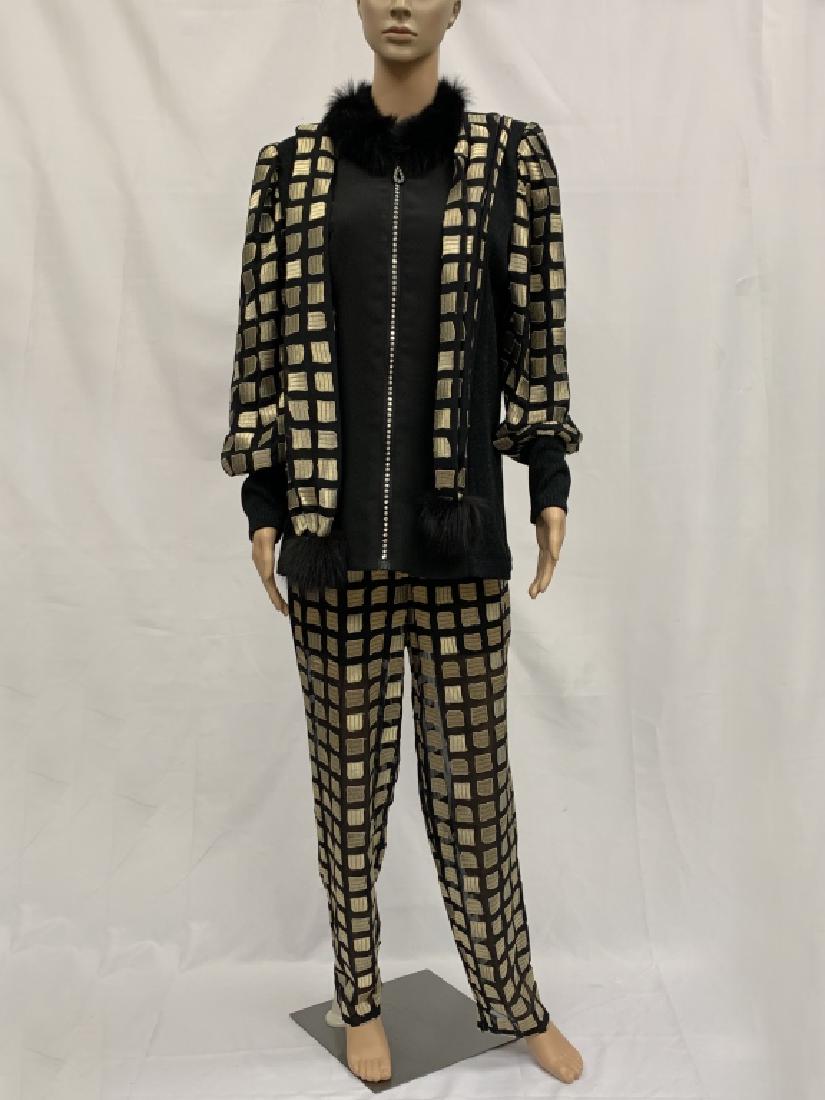 FABULOUS EUROPEAN DI FORRINI FUR TRIMED PANTS SUIT (1 of 5)