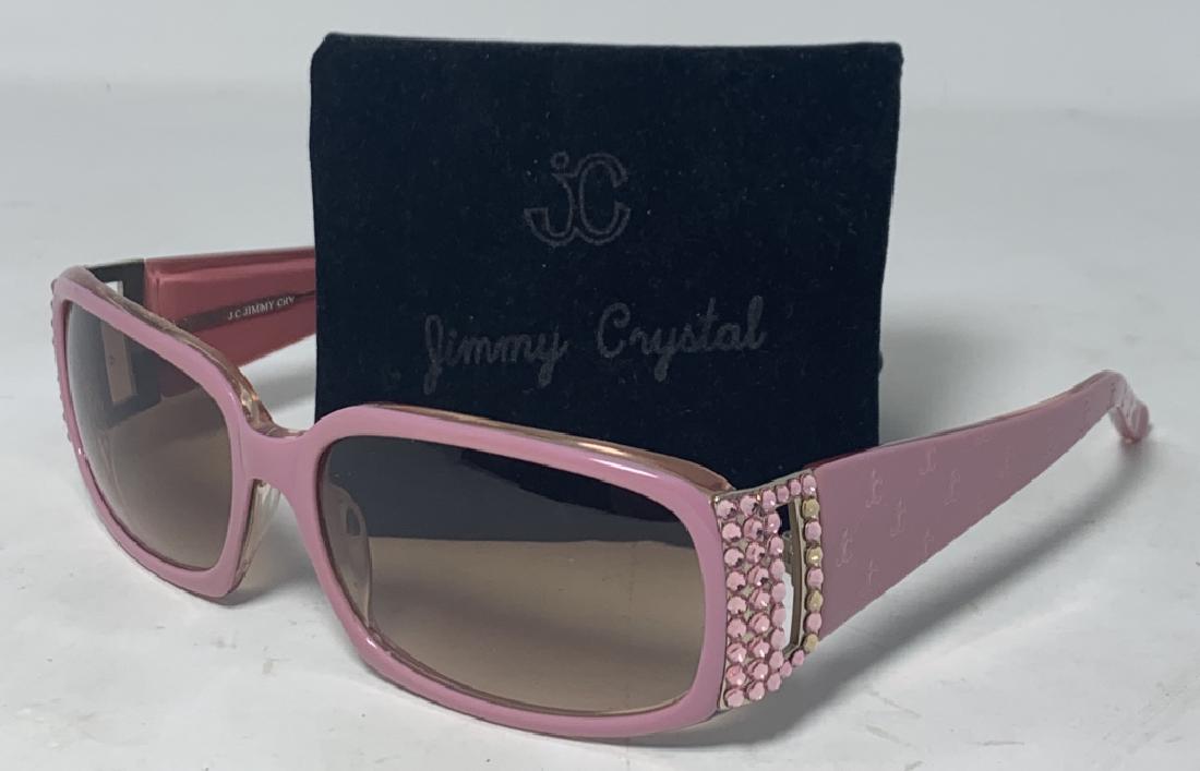 JIMMY CRYSTAL PINK SUN GLASSES W/ SWAROVSKI: Jimmy Crystal GL901 Ladies Designer Light Rose and Light Colorado Swarovski Crystal Pink Frame Sunglasses
