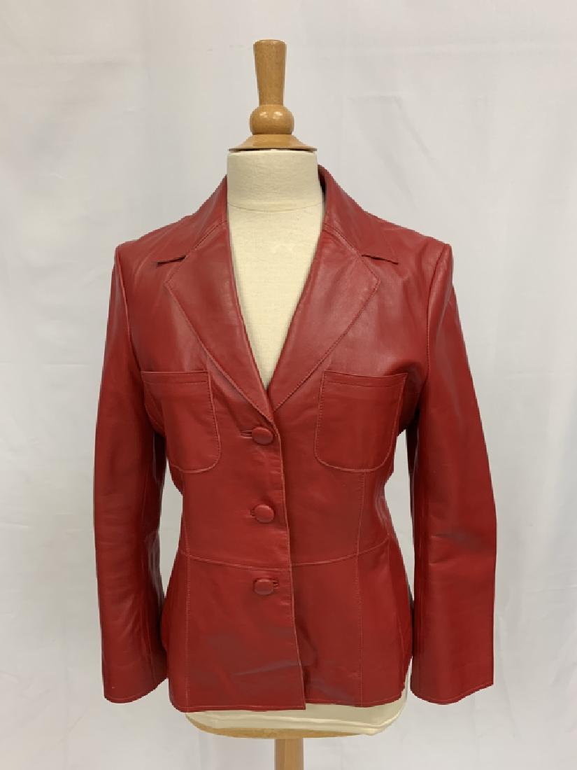 PHILIPPE ADEC RED LEATHER JACKET SZ10/44 (1 of 5)