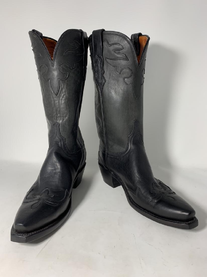 LUCCHESE BLACK LEATHER BOOTS SIZE 8.5 NEW (1 of 3)