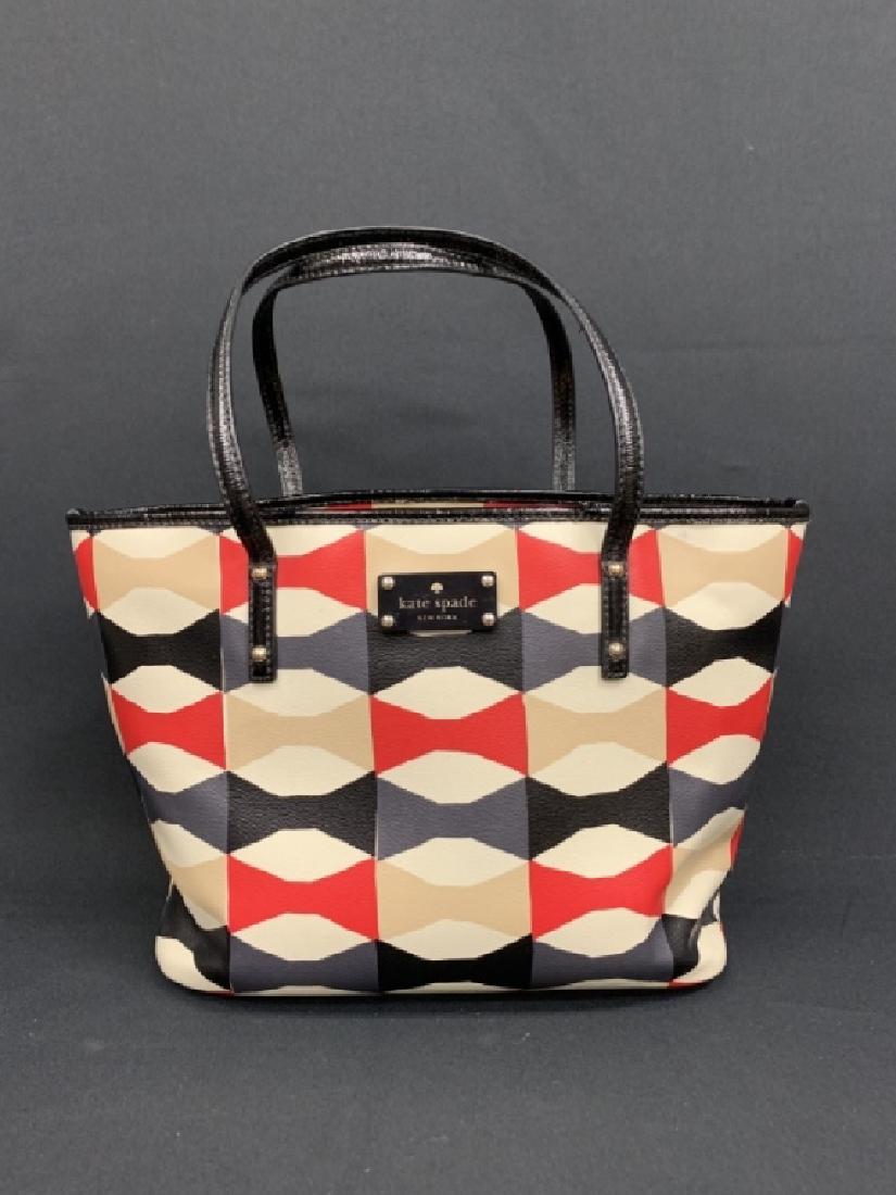 KATE SPADE "HARMONY" ABSTRACT BOW LEATHER TOTE BAG (1 of 4)