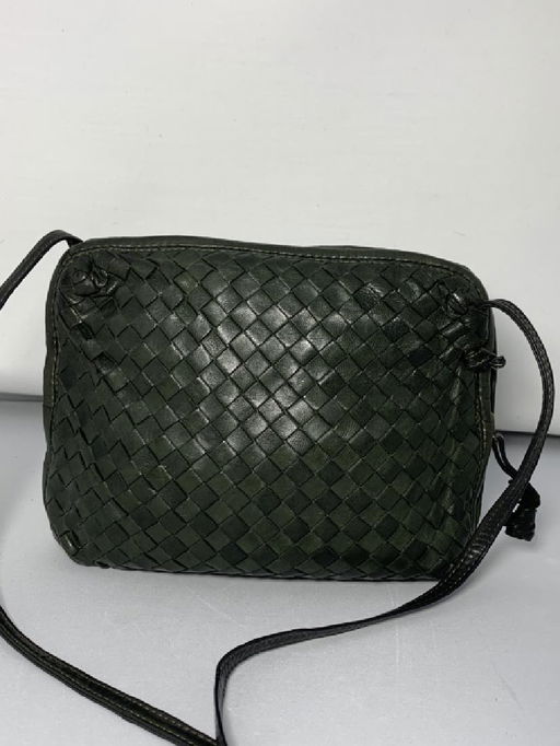 Bottega Veneta Green Leather Intrecciato Handbag