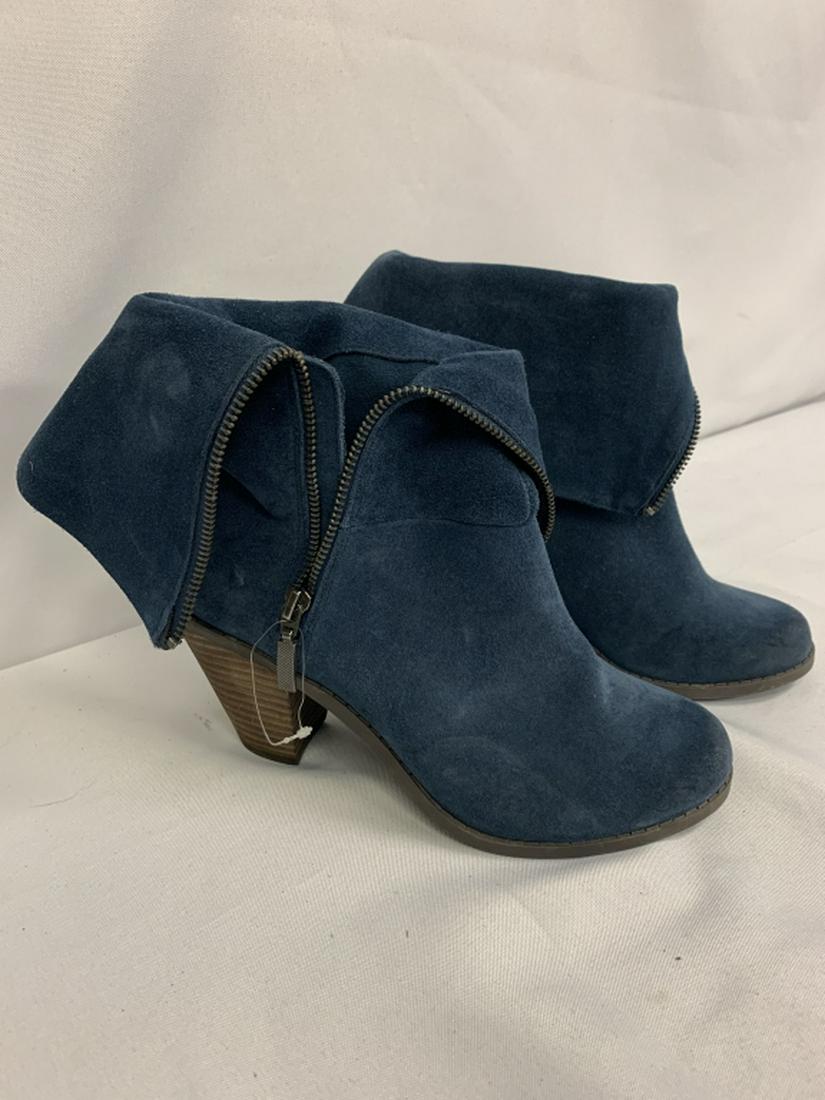 NEW ADAM TUCKER BLUE SUEDE LEATHER BOOTIES 8.5: NEW NEVER WORN, blue suede leather booties by Adam Tucker. Size 8.5 ladies US sizing. Third party shipping required.