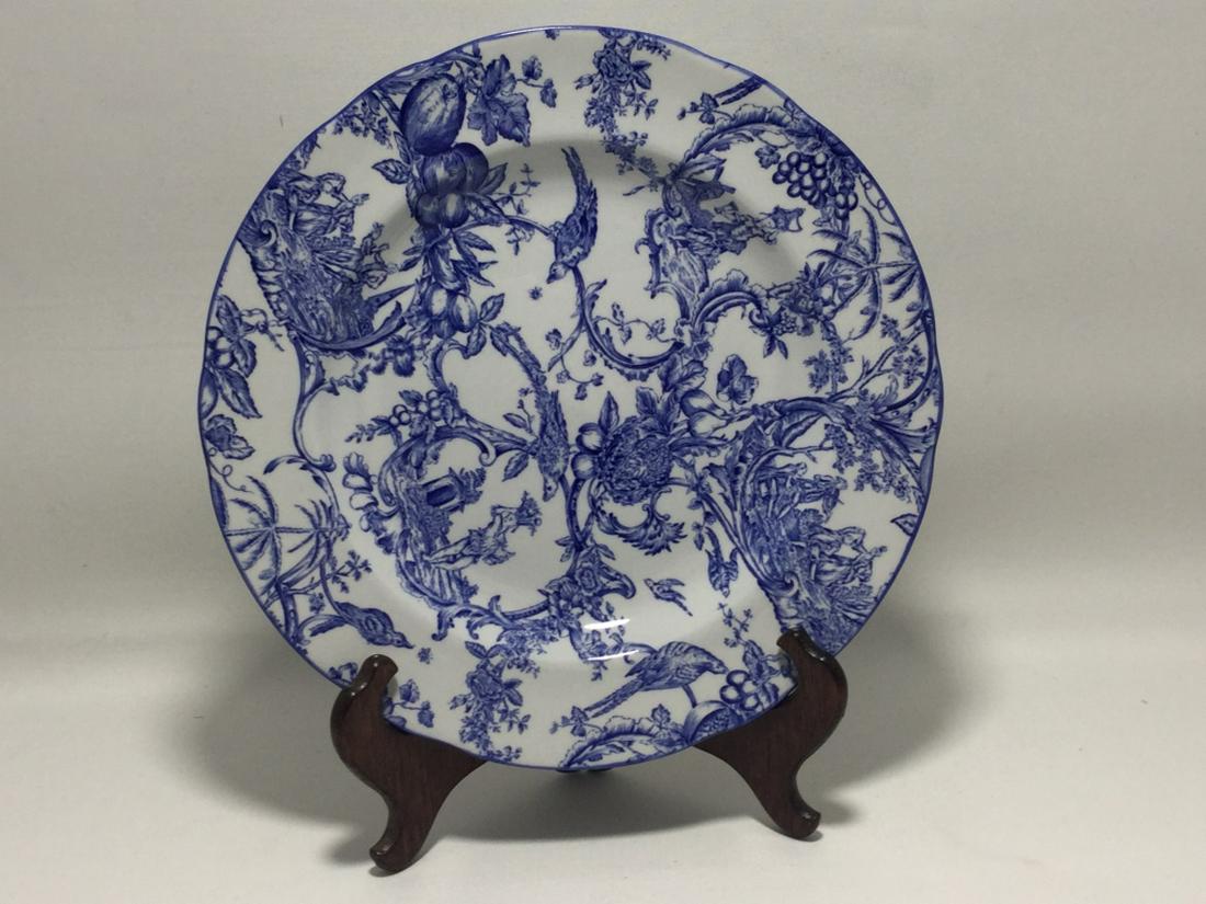 SPODE PROVINCIAL GARDEN CHINTZ BLUE PLATE 9" SOLO: 9" IN DIAMETER, GREAT CONDITION!