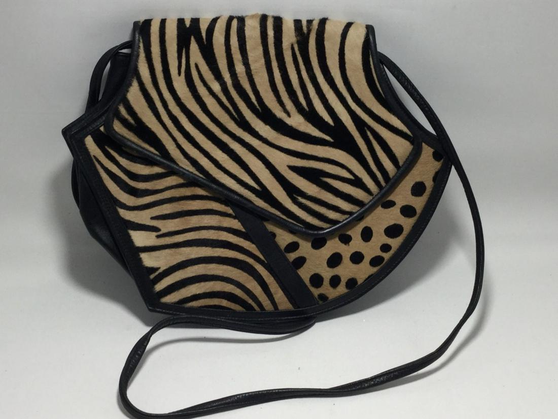 VINTAGE 80'S ZEBRA PONY HAIR PURSE TIMMY WOODS: 13" x 10" IN SIZE, EXCELLENT CONDITION!