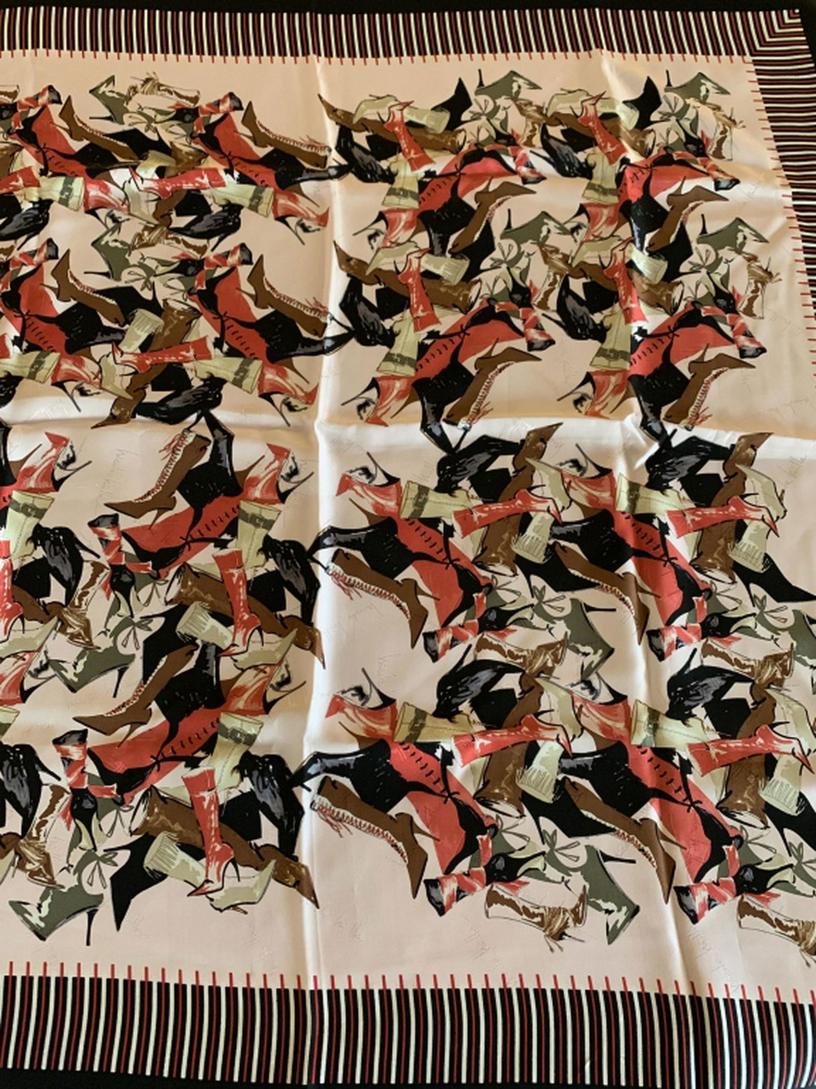 LARGE NICOLE MILLER SILK SCARF CHUCK DALY ESTATE: From the estate of the late great Basketball coach Chuck Daly. This item comes with a letter of Provenance from his daughter Cydni. Large 34" X 34" in good condition. Third party shipping required