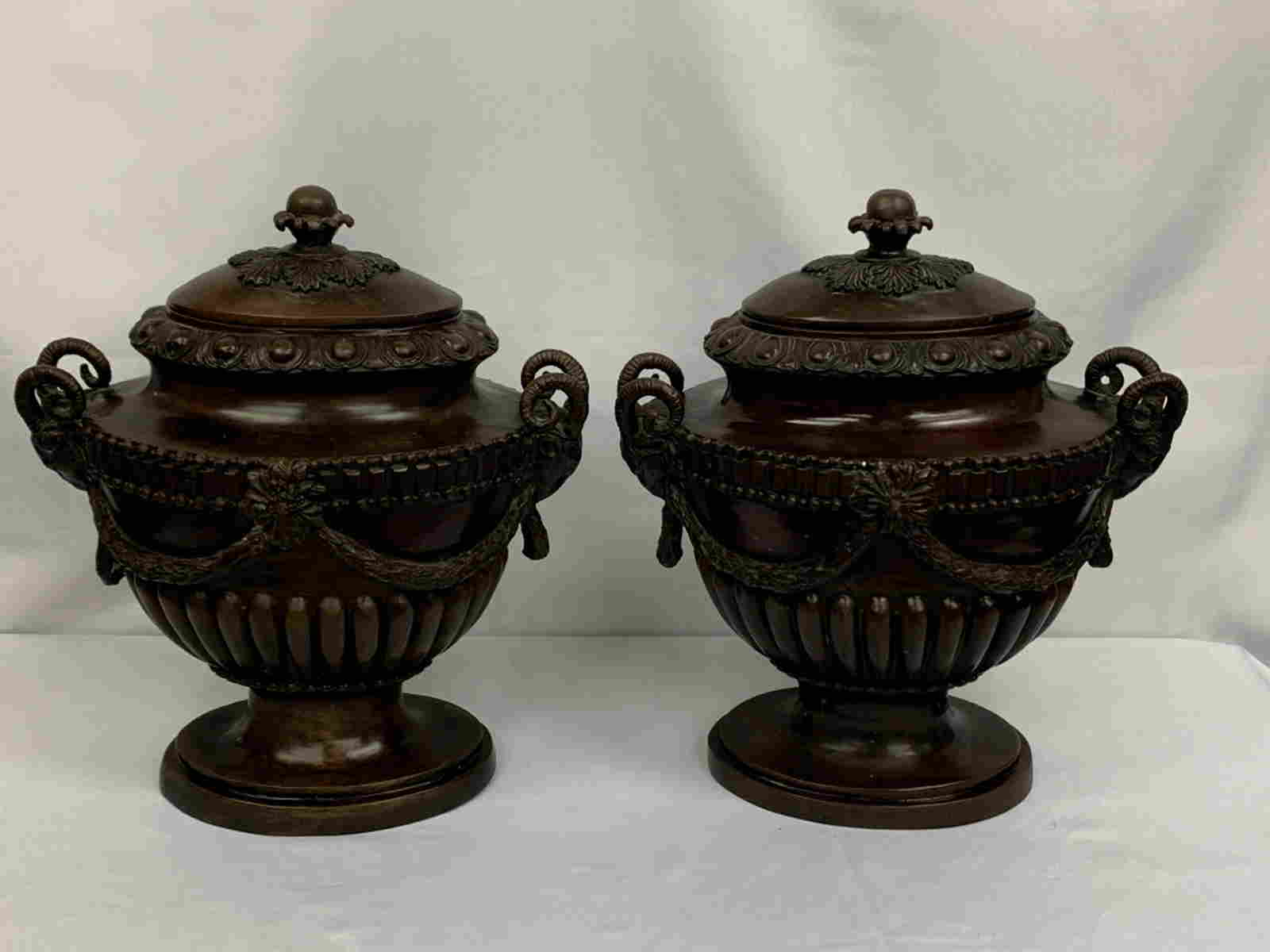 LARGE PAIR OF MAITLAND SMITH BRONZE COVERED URNS - Sep 08, 2019