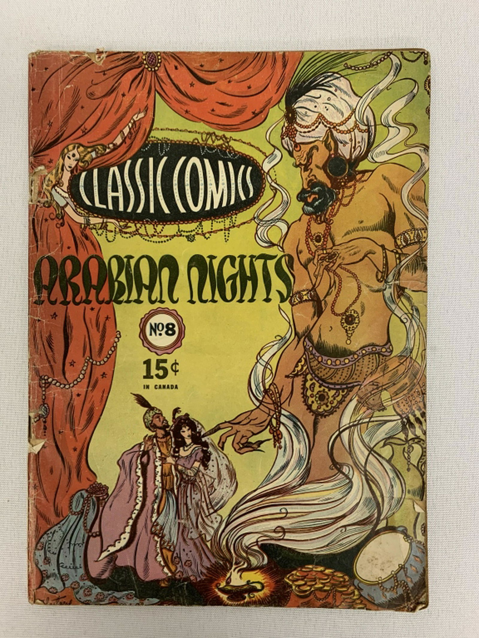 CLASSIC COMICS #8 ARABIAN NIGHTS CONDITION VG+ 4.5: Classics Illustrated is a comic book series featuring adaptations of literary classics such as Moby Dick, Hamlet, and The Iliad. The first five titles were published irregularly under the banner "Clas