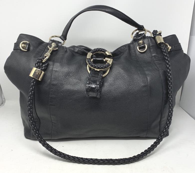 gucci black leather hobo bag