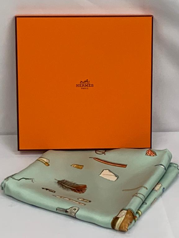 NEW NIB HERMES SILK SCARF SOFT BLUE SEW THEME (1 of 3)