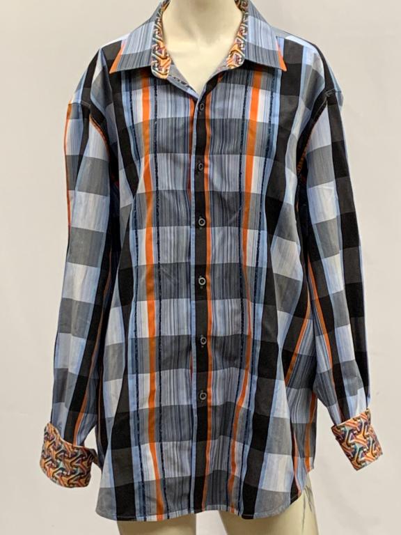 ROBERT GRAHAM SAKS LIMITED PLAID BUTTON SHIRT 2XL: Mens button up shirt by Robert Graham. Fabulous plaid in a nice soft fitting oversized shirt style. Sized 2XL. Third party shipping required.