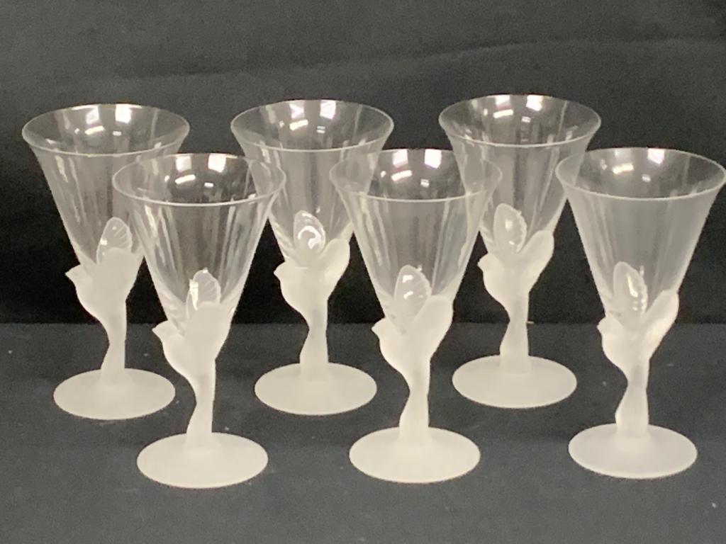 (6) LALIQUE INSPIRED CRYSTAL LOVE BIRD GLASSES (1 of 3)