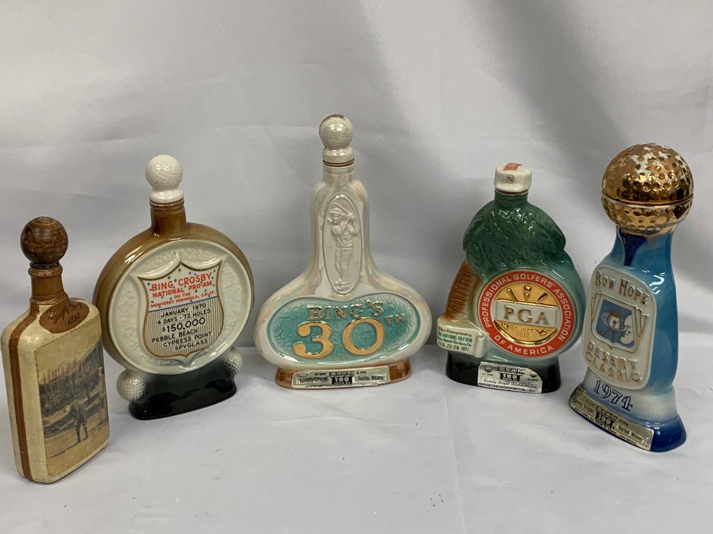 LOT OF 5 BING CROSBY GOLF PGA LIQUOR DECANTERS (1 of 20)