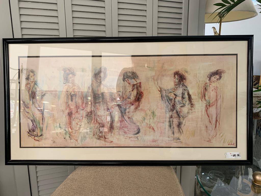 HIBEL SIGNED ASIAN KIMONO LADIES FRAMED LITHOGRAPH (1 of 7)