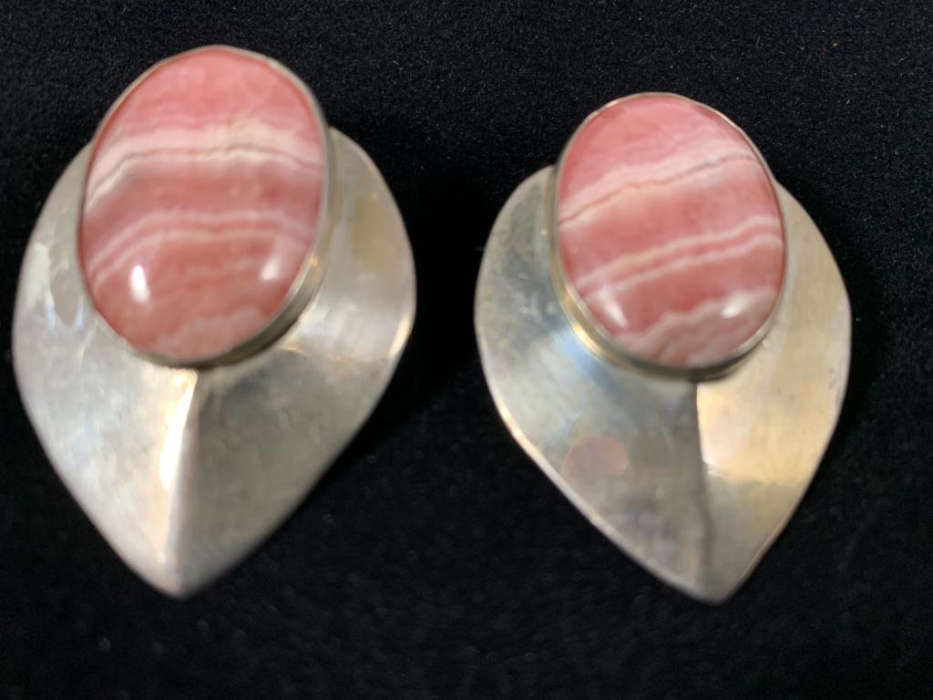 925 STERLING SILVER PINK RODOCHORSITE EARRINGS PR (1 of 2)