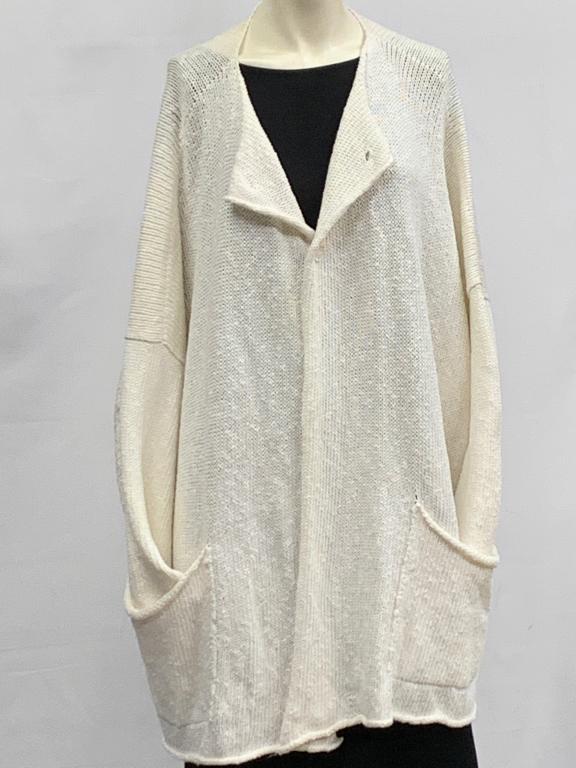 ESKANDAR WHITE SOFT KNIT CASUAL SWEATER CARDIGAN L (1 of 5)