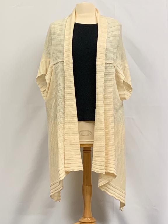 SHIRIN GUILD CREAM SOFT KNIT DRAPE FRONT WRAP L (1 of 4)