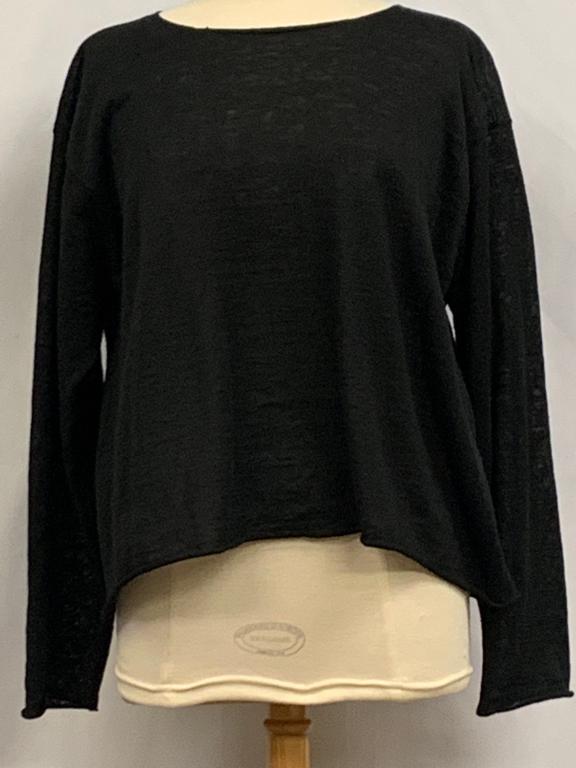 ESKANDAR SOFT OVERSIZED FIT LS BLACK SWEATER LARGE (1 of 5)