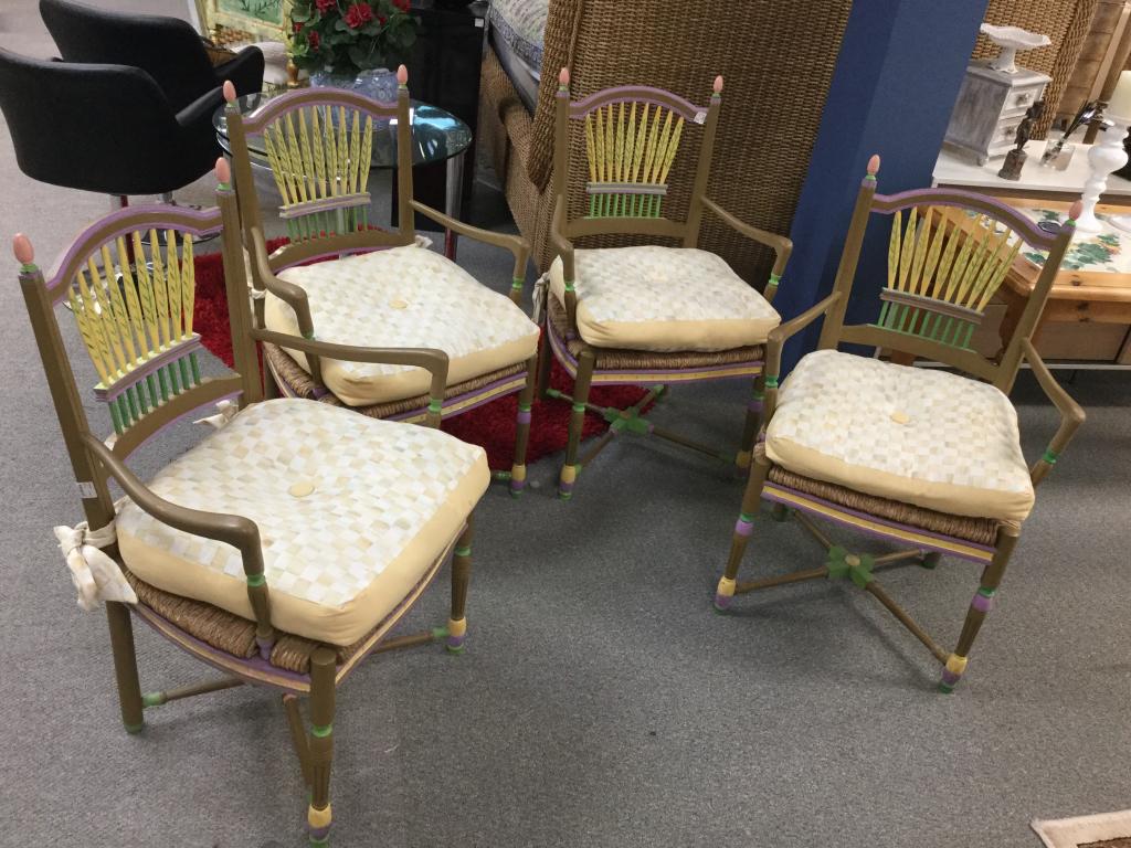 SET 4 MACKENZIE CHILDS STYLE HAND PAINTED CHAIRS (1 of 16)