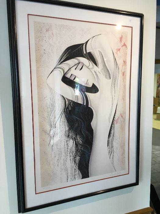"GIRL WITH THE RAVEN HAIR" EYVIND EARLE FRAMED (1 of 2)