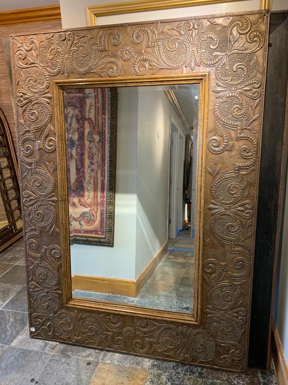 PAIR ENORMOUS ELEGANT DESIGN BRONZE WALL MIRRORS (1 of 8)