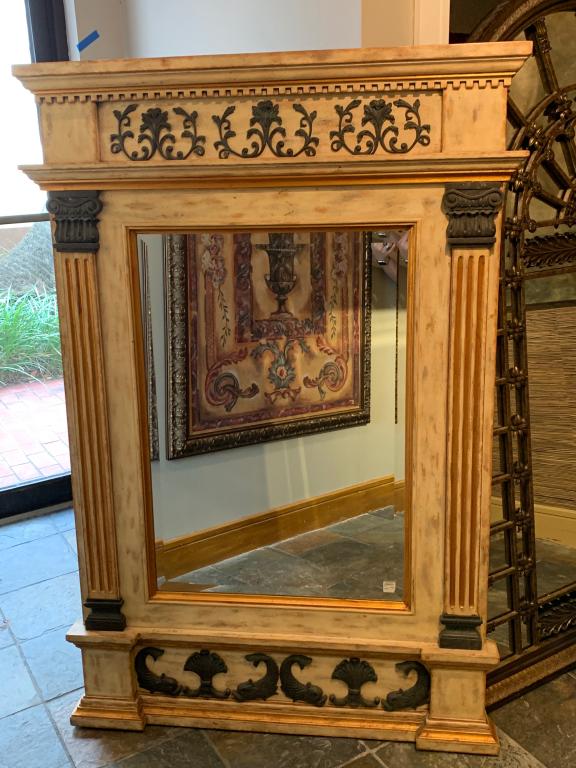 BAROQUE BRONZE ON CREAM WOOD VANITY ENTRY MIRROR (1 of 7)