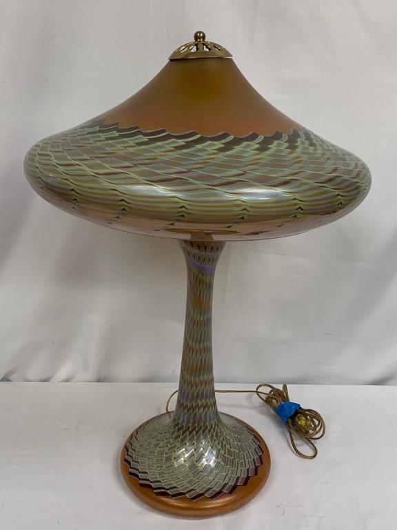 JOSEPH CLEARMAN BLOWN ART GLASS LAMP W/SHADE (1 of 12)