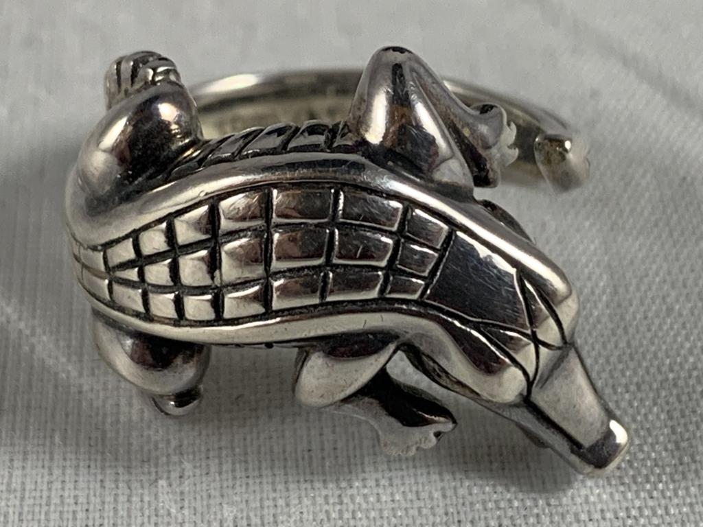 BARRY KIESELTON CORD SILVER DIAMOND ALLIGATOR RING (1 of 7)