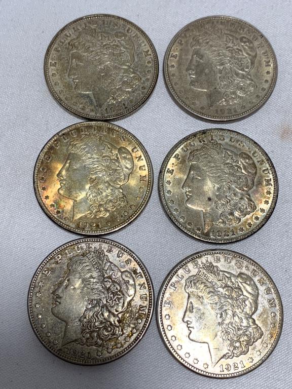 LOT OF 6 TOTAL 1921 MORGAN SILVER LIBERTY DOLLARS (1 of 15)