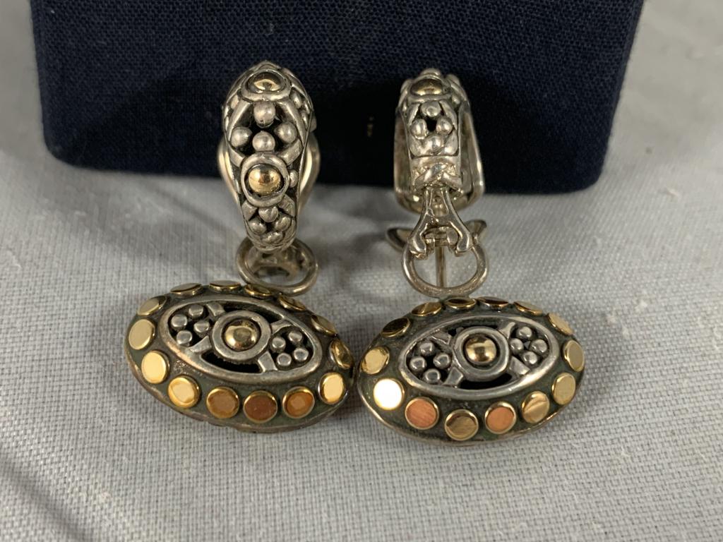 JOHN HARDY STERLING 18K ELLIPTICAL DANGLE EARRINGS (1 of 4)