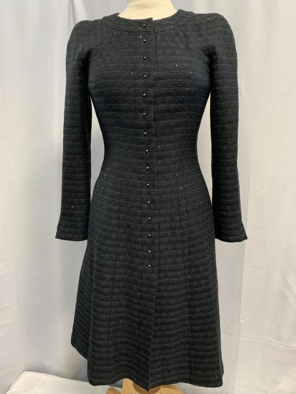 CHANEL FRANCE FITTED BLACK COAT DRESS SZ 36 (1 of 3)