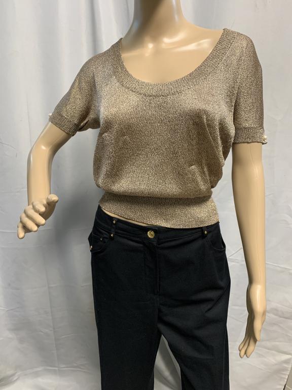 DOLCE& GABBANA GOLD LAME SWEATER SZ 46 (1 of 3)