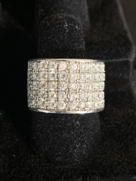 MENS RING SILVER WITH "DIAMONDS"SZ 9.75 (1 of 9)