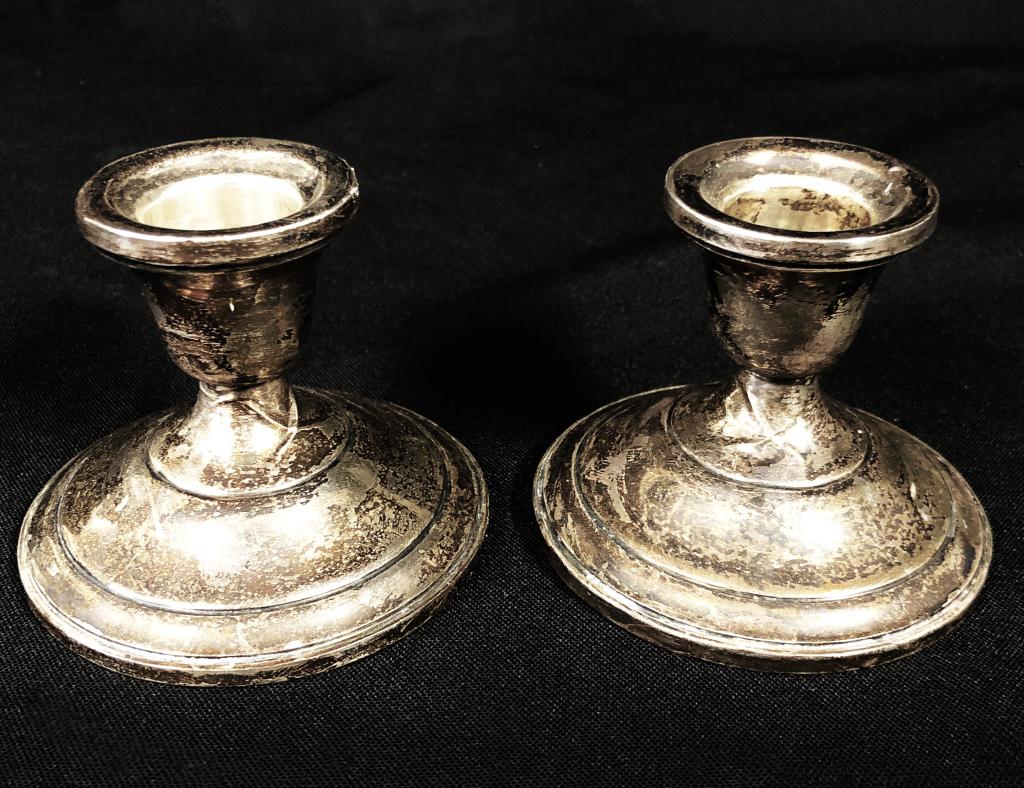 STERLING SILVER SIGNED CANDLE HOLDERS EL SIL CO (1 of 3)
