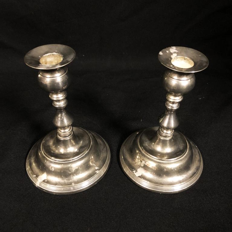 STERLING SILVER CANDLE SET ANTIQUE (1 of 1)