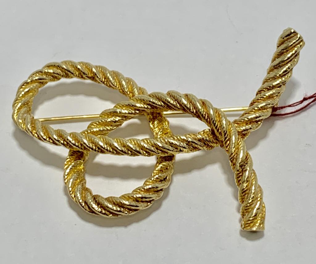 TWISTED 14K YELLOW GOLD TWISTED ROPE PIN BROOCH (1 of 1)