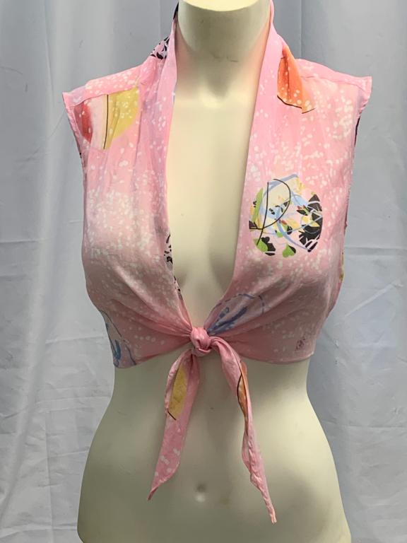 CHANEL PINK ICE CREAM PATTERNED BLOUSE SZ 34 (1 of 5)