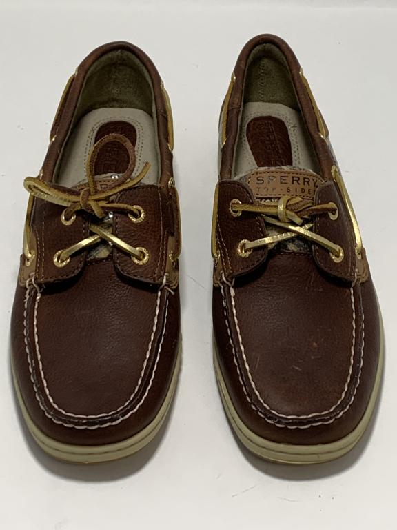 NEW WOMEN'S SPERRY BROWN LEATHER TOP SIDERS SZ 10 (1 of 6)