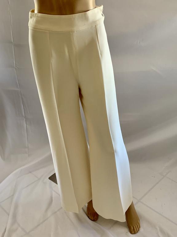 CHANEL OFF WHITE SILK PALAZZO PANTS SZ SM (1 of 5)