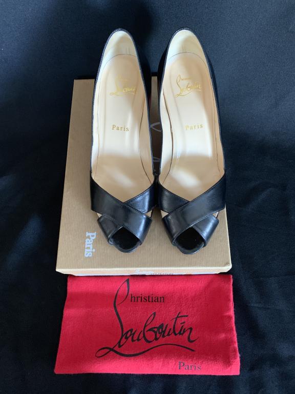 CHRISTIAN LOUBOUTIN BLACK PEEP TOE PUMPS SZ 38 (1 of 7)