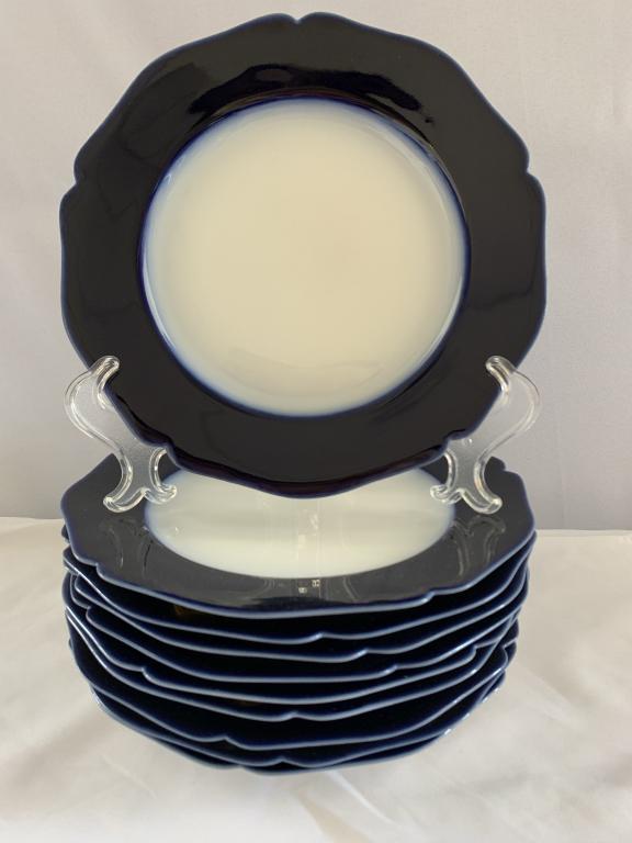 9 PAIRPOINT LIMOGES FLOW BLUE LUNCHEON PLATES (1 of 3)