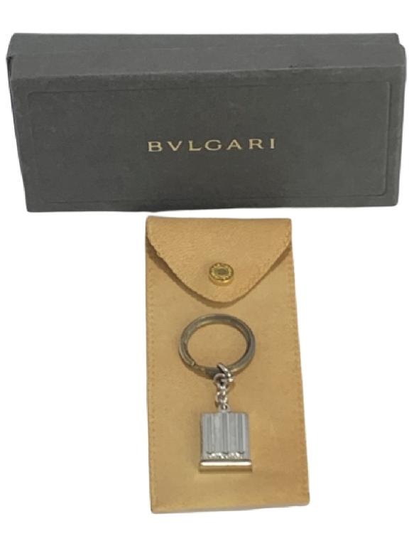 BVLGARI STERLING SILVER KEY RING NEW IN BOX: This Italian made key ring is marked "Sterling" and made by BVLGARI. Comes it's own leather pouch and original box.
