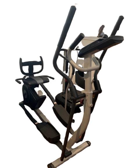 PROFORM HYBRID TRAINER ELLIPTICAL MODEL PFEL03815: Excellent working condition on this exercise equipment. Pro Form Hybrid Trainer in MODEL PFEL03815.1. Measures 59" tall, 62" in length, and 26" width. Third party shipping required.