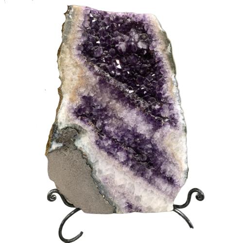 LARGE GENUINE BRAZILIAN AMETHYST GEODE: This is a 21" tall x 15" wide amethyst cathedral geode from Minas Gerais, Brazil. It weighs 48 lbs and is full of large, light to dark purple amethyst crystals surrounded by clear quartz..
