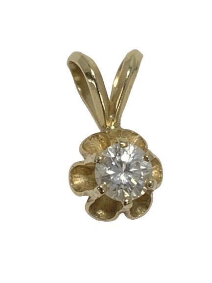14K YELLOW GOLD SMALL DIAMOND SOLITAIRE PENDANT: Tiny looks to have been converted from a ring. Gorgeous diamonds! Excellent condition.2 grams total weight1/2" length
