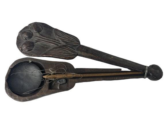 ANTIQUE CHINESE OPIUM SCALE IN CARVED WOODEN CASE: An Antique Chinese Opium Scale14.5"L x 4.5"W x 1.75"HAntique Chinese opium scale consisting of a carved wooden case. The interior has a 9.7 gram weight, an inscribed calibrated wooden balance beam wit